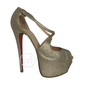Christian Louboutin
Exagona Glitter Crisscross Red Sole Pump, Gold